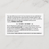 カードを与えられる銃無し 名刺 (裏面)