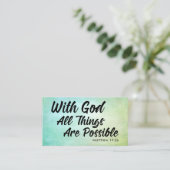 カードを共有するパステル調のグランジなMatthewの19:26の聖なる書物、経典 名刺 (スタンド正面)