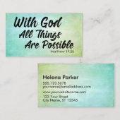 カードを共有するパステル調のグランジなMatthewの19:26の聖なる書物、経典 名刺 (正面/裏面)