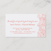 カードを可能にするビーチのヒトデの珊瑚の特性 名刺 (裏面)