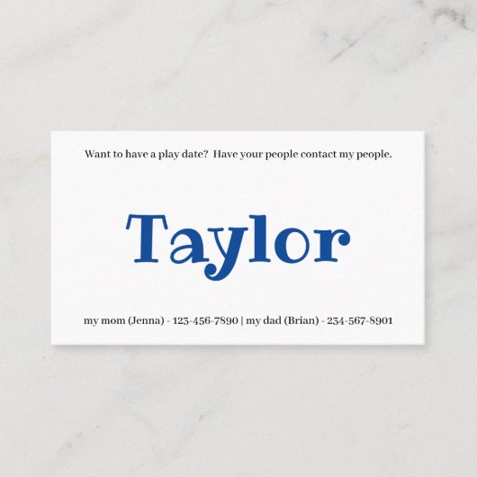 カードを呼び出す遊子供の遊び日の女の子または男の子 名刺 (正面)