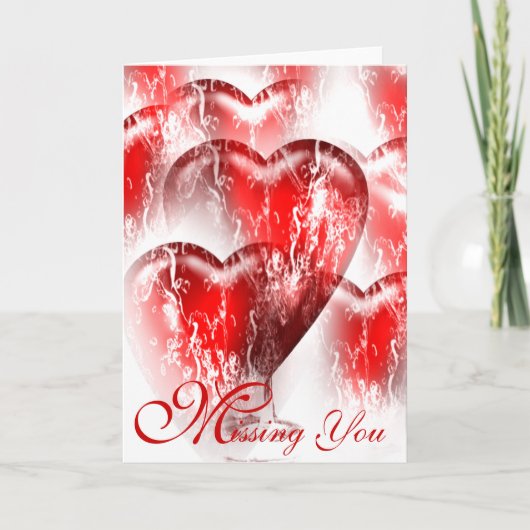 カードを恋しく思う水はねかけられたハート カード (正面)