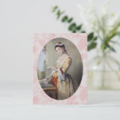 カードを持つ女性 ポストカード (スタンド正面)