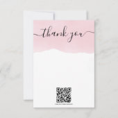 カードを挿入するQRコード感謝していピンクの水色 サンキューカード (正面)