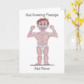 カードを提示する筋男の戯画 カード (黄色い花)