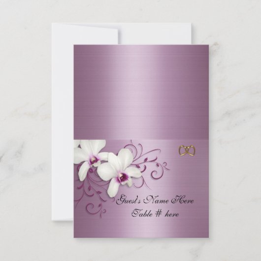 カードを護衛白の蘭ラベンダーサテン 招待状 (正面)