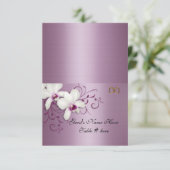 カードを護衛白の蘭ラベンダーサテン 招待状 (スタンド正面)