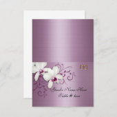 カードを護衛白の蘭ラベンダーサテン 招待状 (正面/裏面)