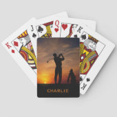 カードを遊ぶゴルファーの日没の名前をカスタムする トランプ (裏面)