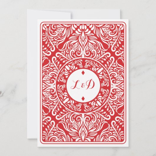 カードを遊ぶダイヤモンドは婚約の招待をつなぎます 招待状 (裏面)