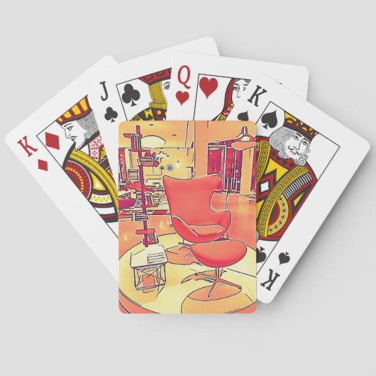 カードを遊ぶ世紀半ばのモダンな居間 トランプ (裏面)