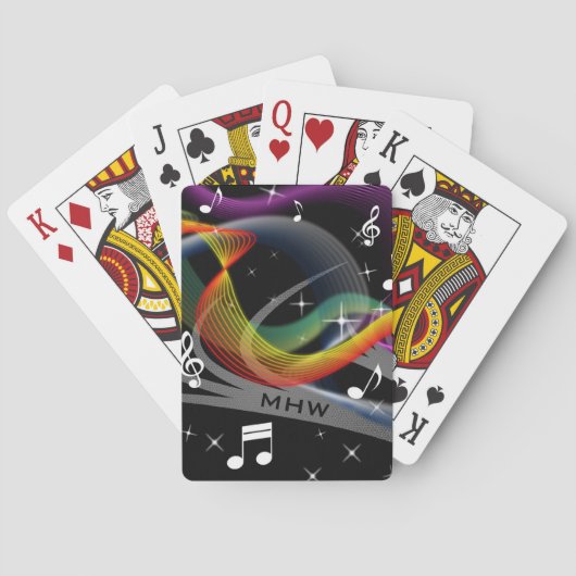カードを遊ぶ音楽イラストレーションのカスタムなモノグラム トランプ (裏面)