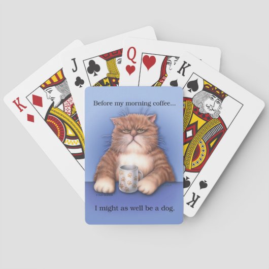 カードを遊んでいるコーヒー猫 トランプ (裏面)