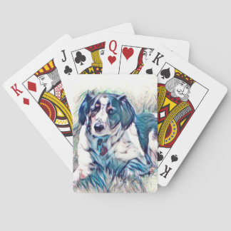 カードを遊んでいる美しい犬 トランプ