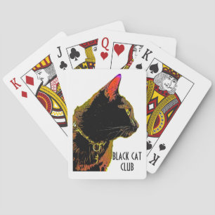 カードを遊んでいる黒猫 トランプ