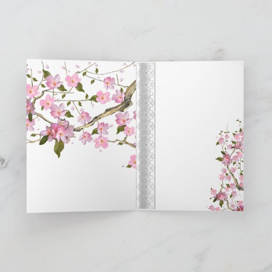 カードアジアピンク最高のフローラウィッシュまたは誕生日 カード (内部)