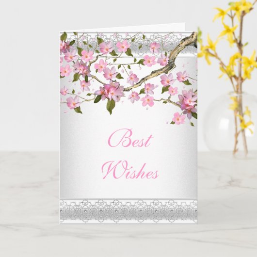 カードアジアピンク最高のフローラウィッシュまたは誕生日 カード (黄色い花)