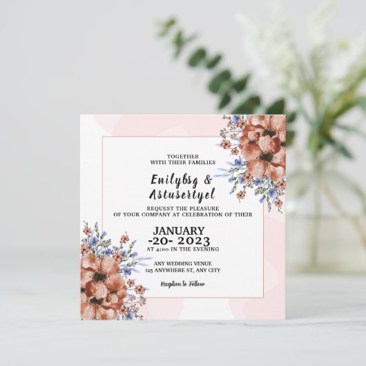 カードエレガント結婚式招待状カードデザインベクトル 招待状 (スタンド正面)