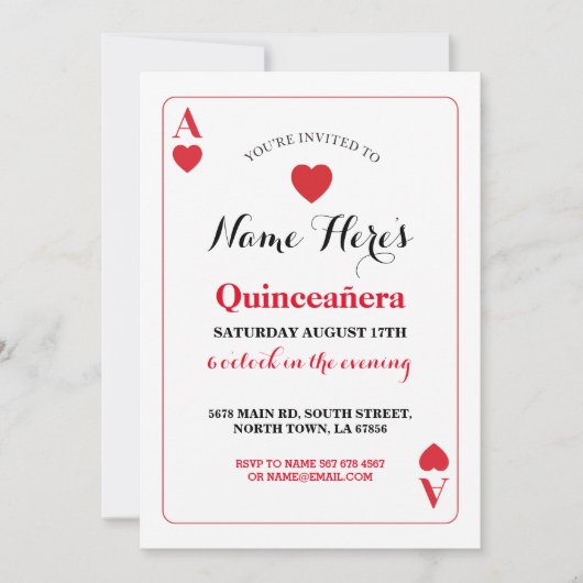 カードエースのベガスの誕生会を演じるキンセアニェラ 招待状 (正面)