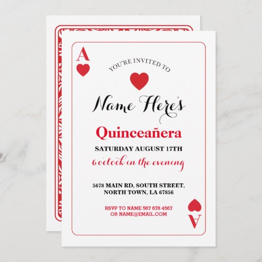 カードエースのベガスの誕生会を演じるキンセアニェラ 招待状 (正面/裏面)