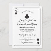 カードエースの黒を遊んでいるClubs Queen結婚式王 招待状 (正面)