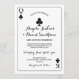 カードエースの黒を遊んでいるClubs Queen結婚式王 招待状