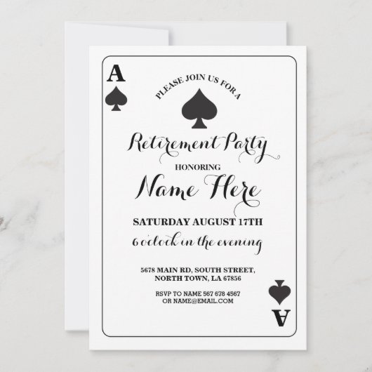 カードエ遊ースオブスペードベガスリタイアメント招待状 招待状 (正面)