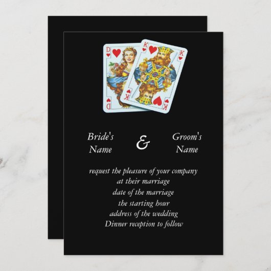 カードカップルの結婚式招待状を遊ぶこと 招待状 (正面/裏面)