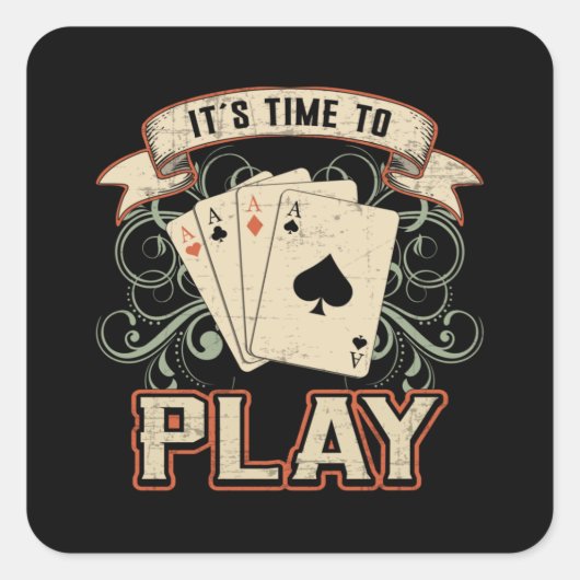 カードカード遊の日トランプのポーカーエースカジノゲームギフト スクエアシール (正面)