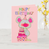 カードキッズガールズマウスケーキ カード (黄色い花)