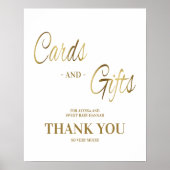 カードギフトありがとう白い金ゴールド赤ちゃんシャワー ポスター (正面)