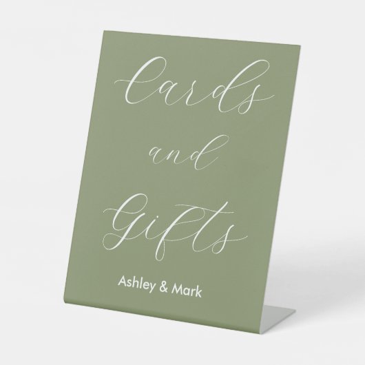 カードギフトセージ緑結婚白 台座サイン (正面)
