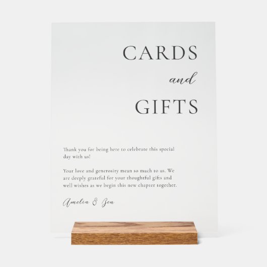 カードギフトテーブルサンキューエレガント白黒 アクリルサイン (正面)