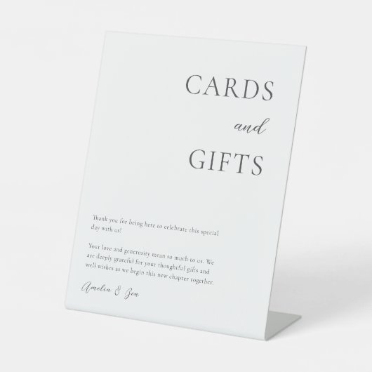 カードギフトテーブルサンキューエレガント白黒 台座サイン (正面)