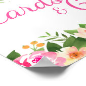 カードギフトピンクウォーターカラーフローラブライダルシャワー ポスター (角)