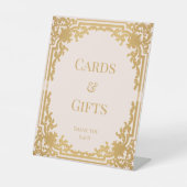 カードギフトヴィンテージピンクフェイク金ゴールド結婚アンティーク 台座サイン (正面)