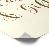 カードギフト結婚のサインアイボリーピンク花模様 ポスター (角)