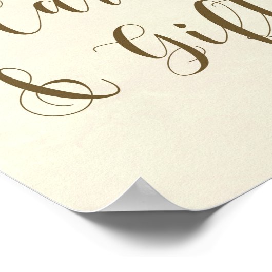 カードギフト結婚のサインアイボリーピンク花模様 ポスター (角)