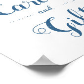 カードギフト結婚のサインブルーイエローフローラ ポスター (角)