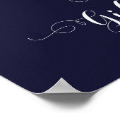 カードギフト結婚のサイン海軍ピンク花模様 ポスター (角)