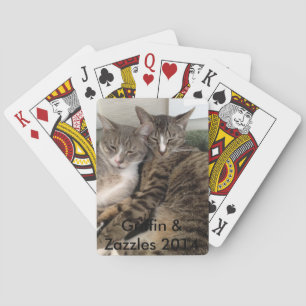 カードグリフィンおよびZazzlesを遊んでいるFIV猫 トランプ