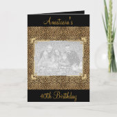 カードグリーティングブラックアニマルプリントイベント写真 招待状 (正面)