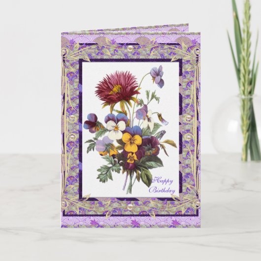 カードグリーティングヴィンテージフローラメイブ花 カード (正面)