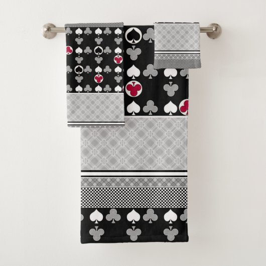 カードゲーム,トランプのポーカー,テーブルカード,赤と黒風呂 バスタオルセット (インサイチュ)