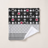 カードゲーム,トランプのポーカー,テーブルカード,赤と黒風呂 バスタオルセット (ウォッシュタオル)