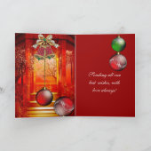 カードシーズンのグリーティングレッドグリーンクリスマスベル シーズンカード (内部)