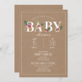 カードストッインスパイアクフローラ赤ちゃんシャワー 招待状 (正面/裏面)