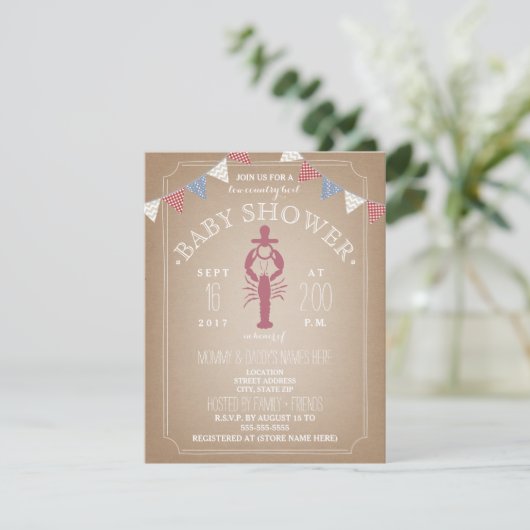 カードストック刺激を受けたの低い国がベビーシャワーをゆでる 招待状 (スタンド正面)
