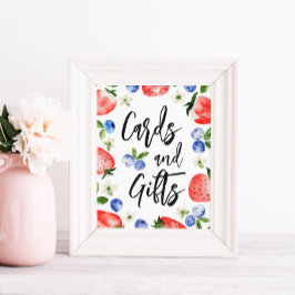 カードストロベリーブルーベリーベビーシャワーサイン ポスター