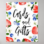 カードストロベリーブルーベリーベビーシャワーサイン ポスター (正面)